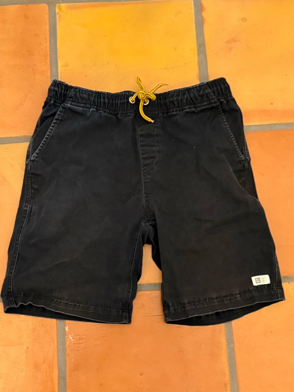 Lira Men's Black Shorts with Yellow Drawstring